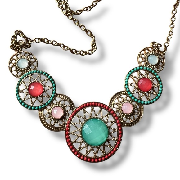 Cracker Barrel Multi-Color Mandala Statement Necklace - Picture 5 of 6